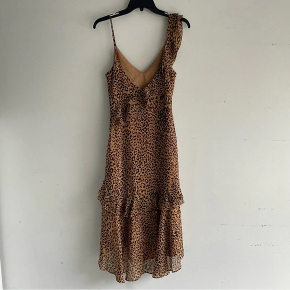 New! Charles Henry Brown Leopard Print Tiered Ruffle Dress nwt 22417 - Picture 3 of 11